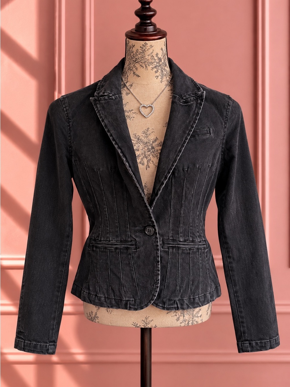 Y2K Urban Behavior Black Denim Blazer Jacket Size S